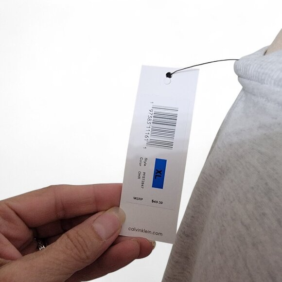 Calvin Klein Size XL Light Gray Long Sleeve Cropped Pullover with Drawcord Waist - Picture 8 of 14